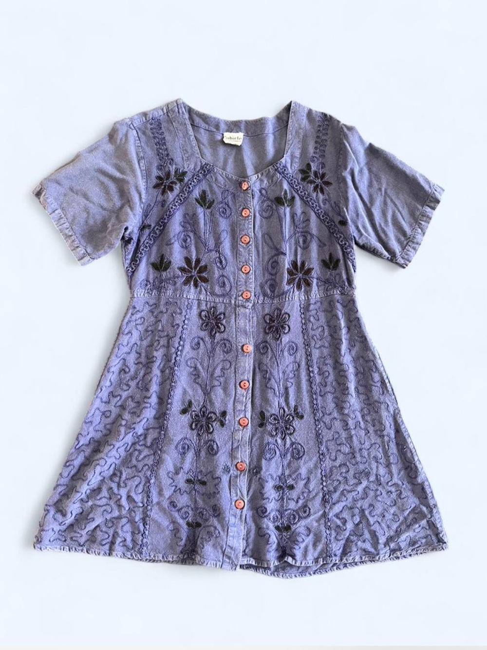 Vintage Cubicle Embroidered Mini Dress / Tunic